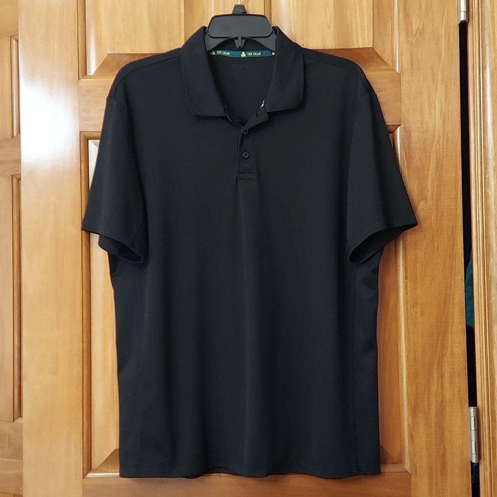 Tek Gear Men's Black Polo Shirt with Ribbed Collar, Size XL, Like New ▪︎